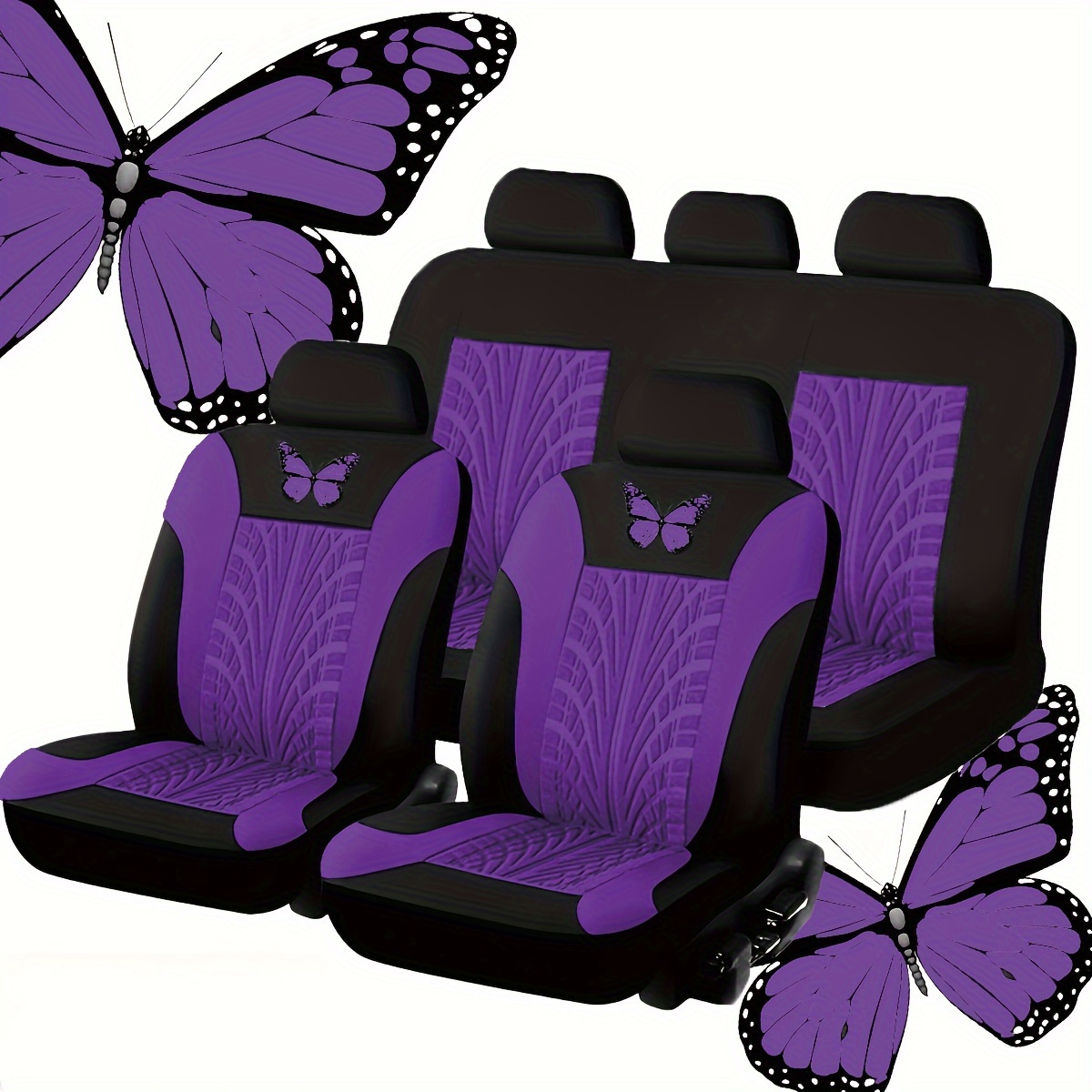 

Car Universal Seat Cover Butterfly Press 5 Seats Full Car 9pcs Set