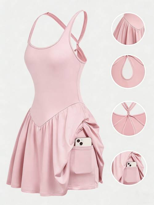 womens back casual athletic dress anti base layer outdoor tennis skirt yoga dress