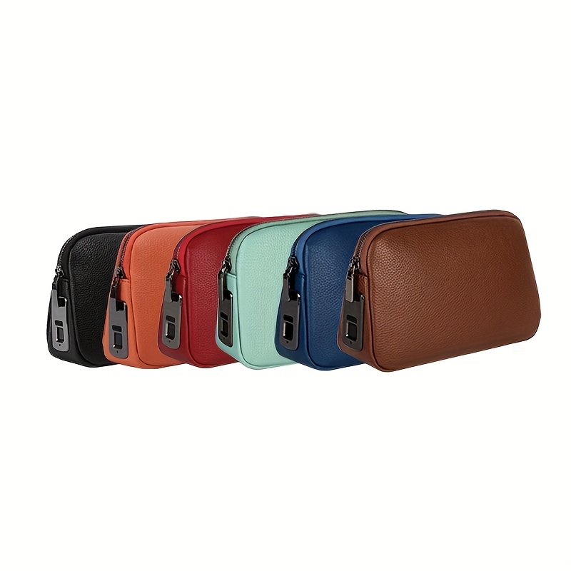 Unisex Smart Fingerprint Lock Makeup Travel Bag - USB Rechargeable Anti-Theft Handbag with Gift Box, Multiple Colors, Synthetic for Daily Commute & Travel, Secure Travel Bag, Sleek Design, Durable Zipper Closure