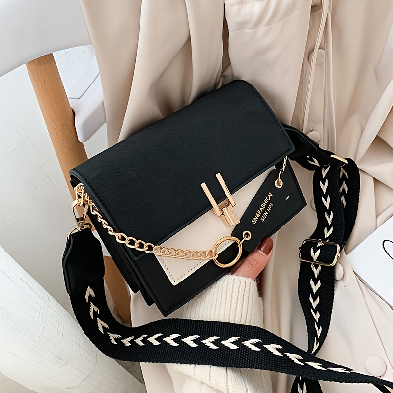 Image of Vibrant Flap Square Bag - Stylish Crossbody Purse With Chain Decor, Trendy Women's Accessory For Daily Use, Perfect For Work, School, Travel And Outdoor Activities