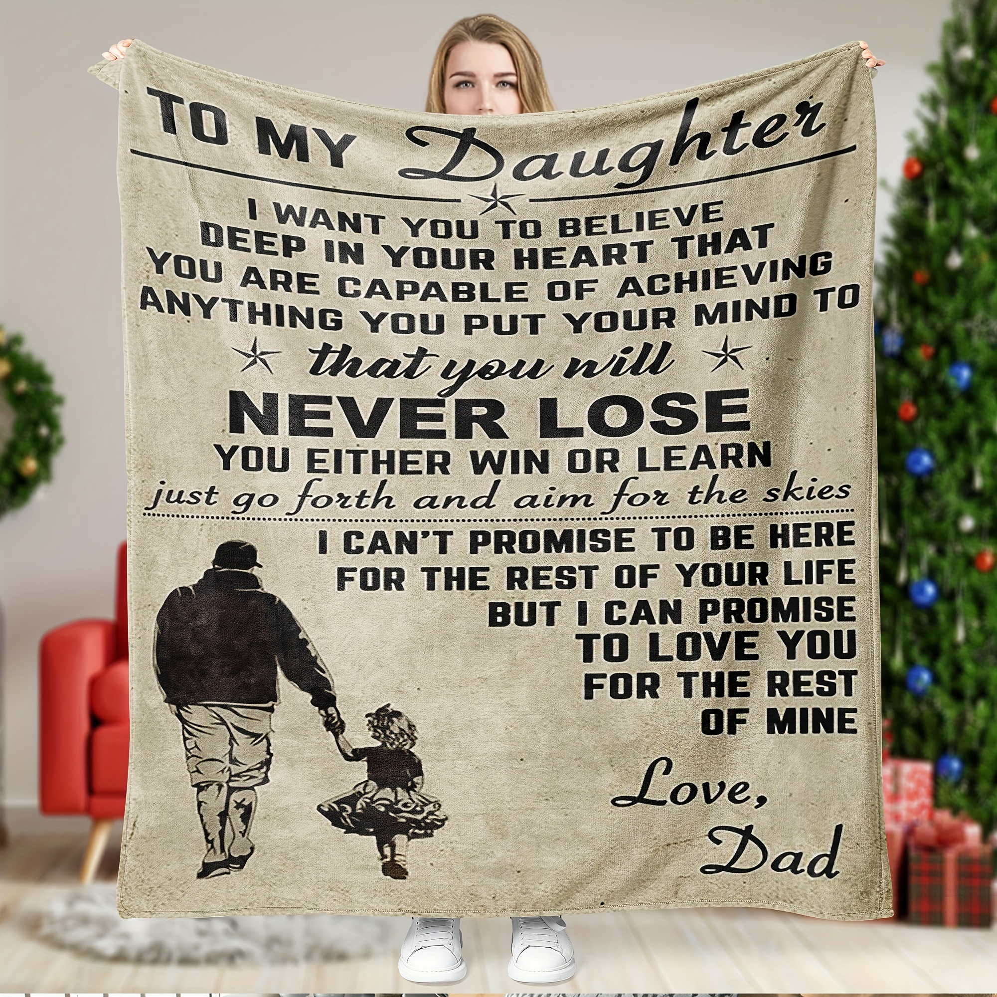 

To My Daughter Blanket From Dad, Daughter Gift From Dad, Warm Cozy Flannel Blanket For Bed, Christmas Birthday Gift For Daughter, Soft And Comfortable Blanket