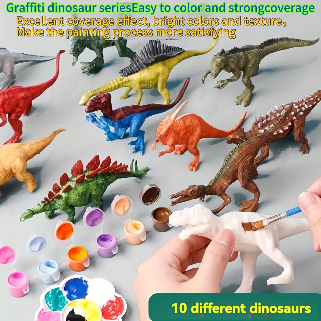 10pcs Children'S PVC Dinosaur Painting Set