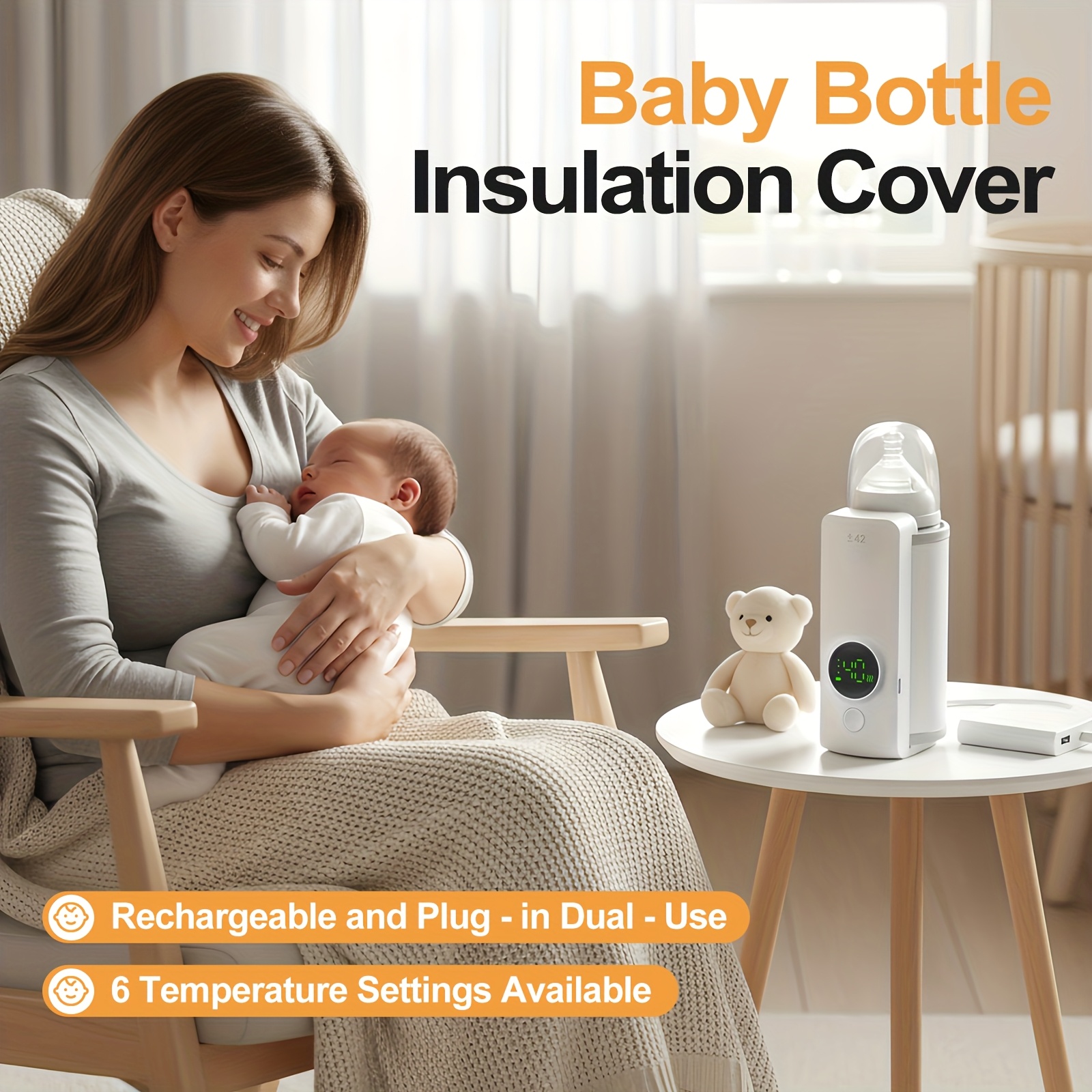 portable bottle warmer suitable for travel quick heating precise temperature control rechargeable 6000mah milk warming heater with led display can heat breast milk when out without water Product details 3