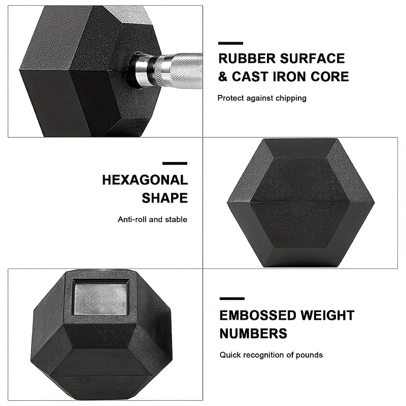 2pcs 10KG Dumbbells, Hexagonal Dumbbells, Anti-slip Coating, Ergonomic Handles, Poly-Rubber Dumbbell Set, Dumbbell Set, Cardio Weight Training, Suitable For Home And Gym