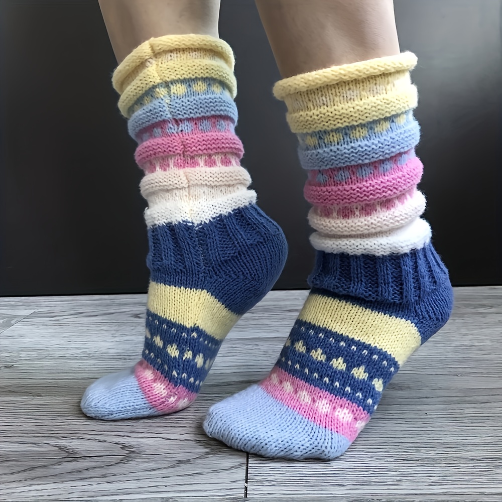 

Cozy Vintage Style Knit Socks - , Warm, And Soft For Fall & Winter - Women's Mid Tube Stockings & Hosiery For Casual Floor Wear