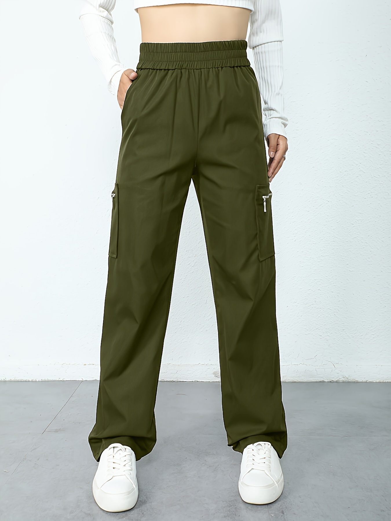 Baggy joggingbroek voor dames, lange wijde pijpen, hoge elastische