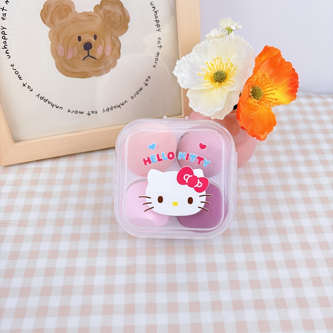 Image of 4pcs Cartoon Makeup Sponge Set, Gradient Color Makeup Sponge For Wet And Use, Makeup Sponges - Fragrance-free, Hydrophilic Polyurethane, Suitable For Foundation Application