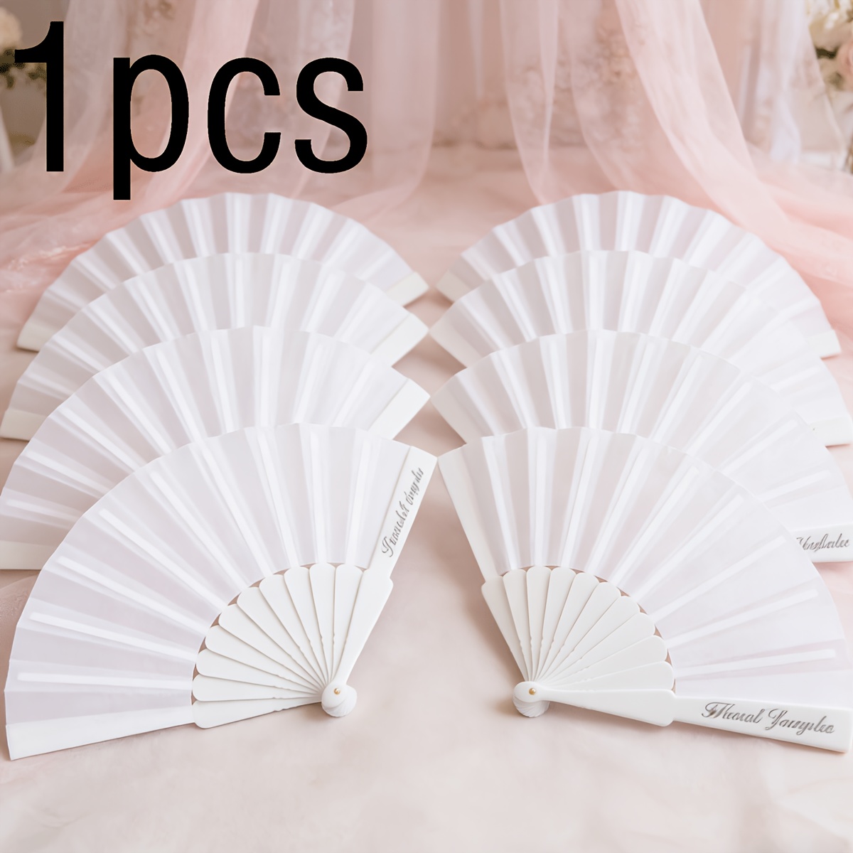 TEMU Custom Personalized White Folding Hand Fan, Personalized Name/date Hand Fan, Suitable For Wedding Guests, Custom Engraved Text Bridal Party