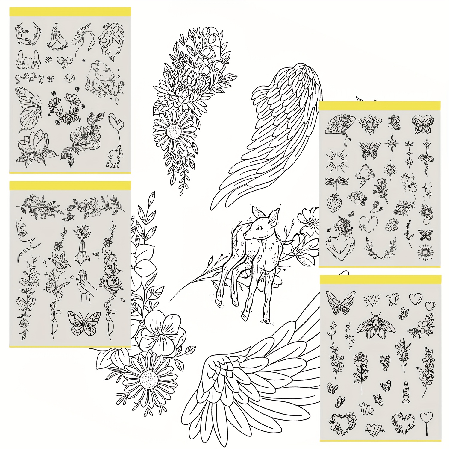 tattoo transfer paper stickers pre drawn floral   for   reusable temporary tattoo stickers with intricate patterns hearts butterflies leaves no inkjet needed easy application for body art tattoo supplies