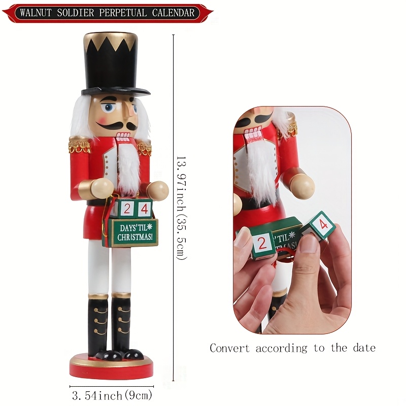 Image of Christmas Countdown Nutcrackers Ornament With Calendar Decoration, Vintage Home Decor, Suitable For Christmas Decoration, Daily Ornament, Full Of Home Christmas Atmosphere