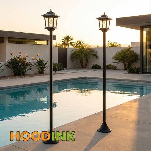 2pcs solar powered outdoor lamp posts black patio lights with built in lithium battery automatic solar garden lighting for pathway yard porch driveway modern landscape lighting solar outdoor lights pathway energyefficient ligh