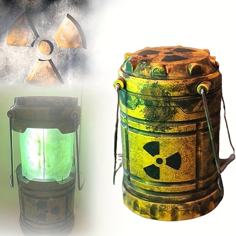 

1pc Traditional Style Mini Nuclear Night Light - Cartoon Themed Metal Lantern With Fabric Shade, Usb Powered Tabletop Decorative Lamp For Bathroom, For Switch Control, No Battery Included