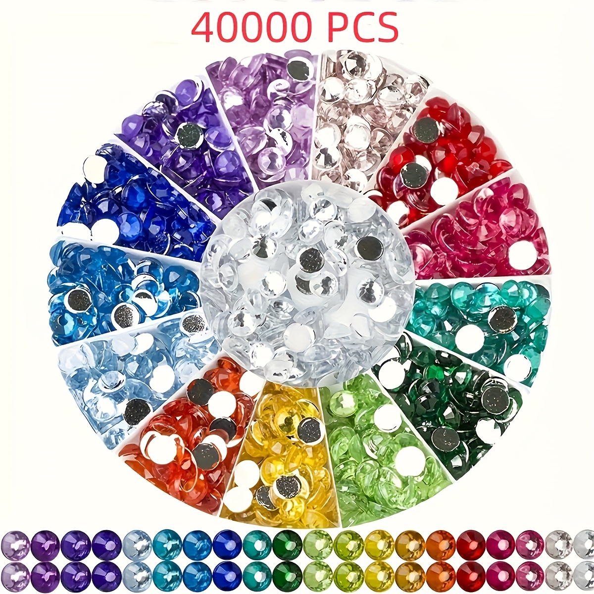 

40,000 Flat-pointed Artificial With A Diameter Of 2.8 Mm In 40 Different Colors, With 1,000 Color. 5d Painting Cubic Round Are Suitable For Diy Painting, Diamond Pasting, And Handmade Clothing.