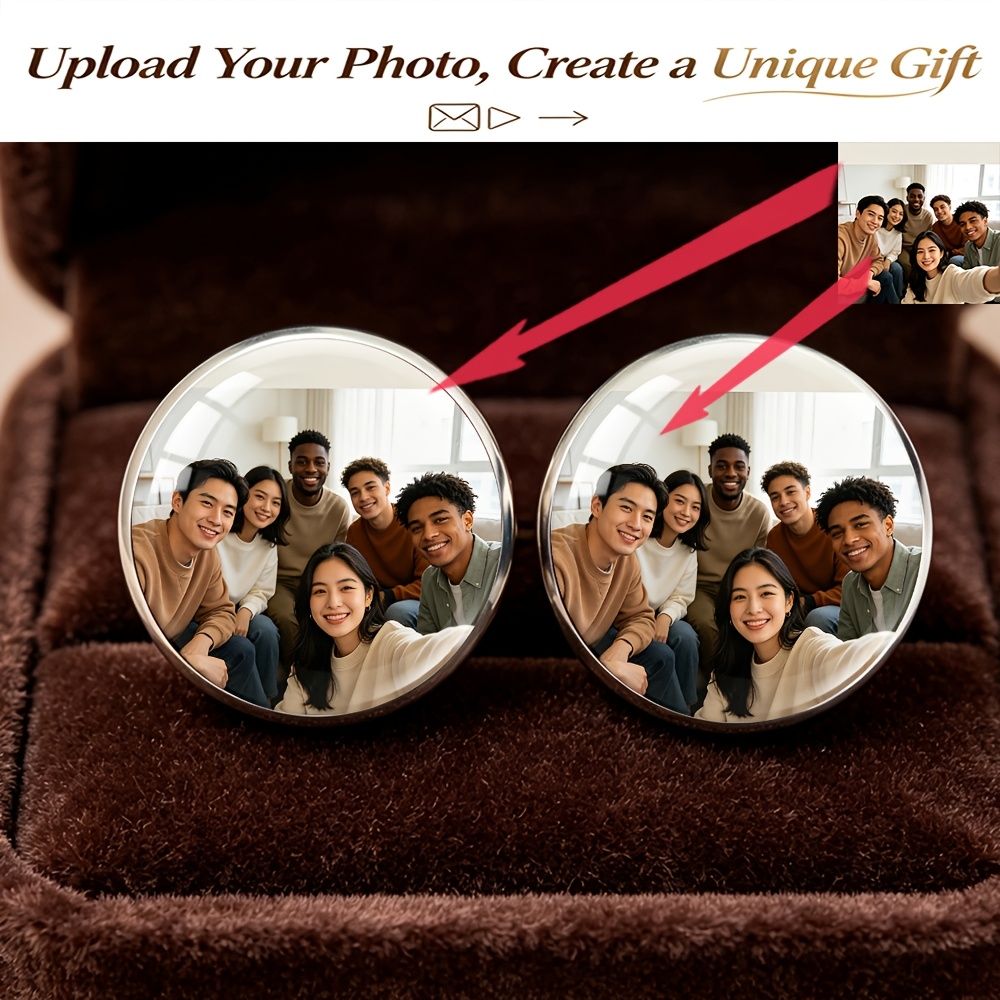 TEMU Personalized Custom Photo Fashion Stud Earrings, Suitable For Multi-occasions, Ideal Gift For , , Wear What You Love