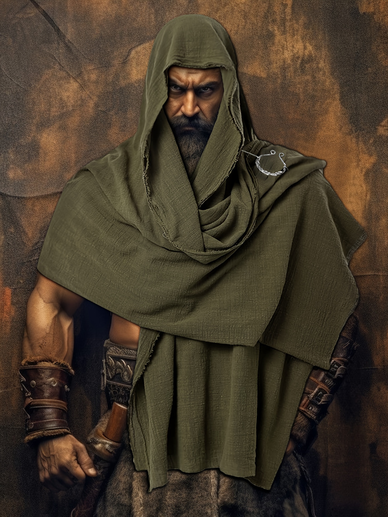 medieval hooded cloak shaman shawl post apocalyptic Temu