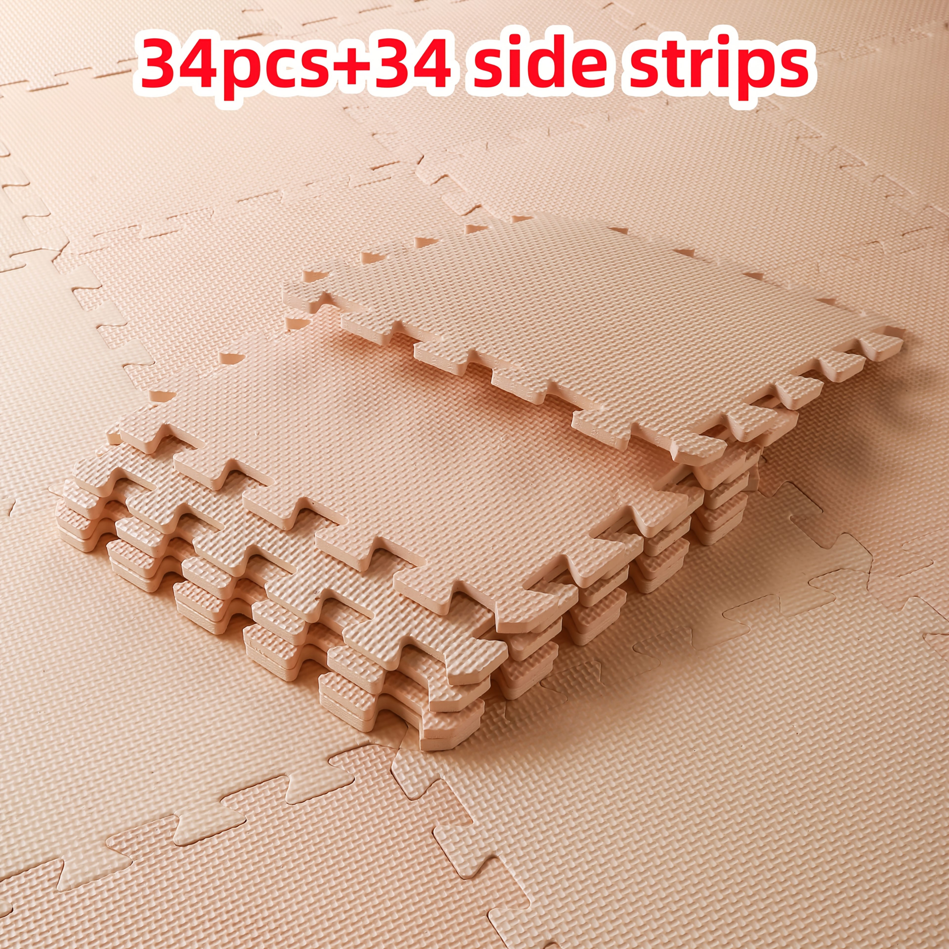TEMU 34 piezas de tapetes de fitness de EVA y 34 bordes, 30 cm, ancho 30 cm, altura 1 cm, 11 colores aleatorios - Suaves, antideslizantes e