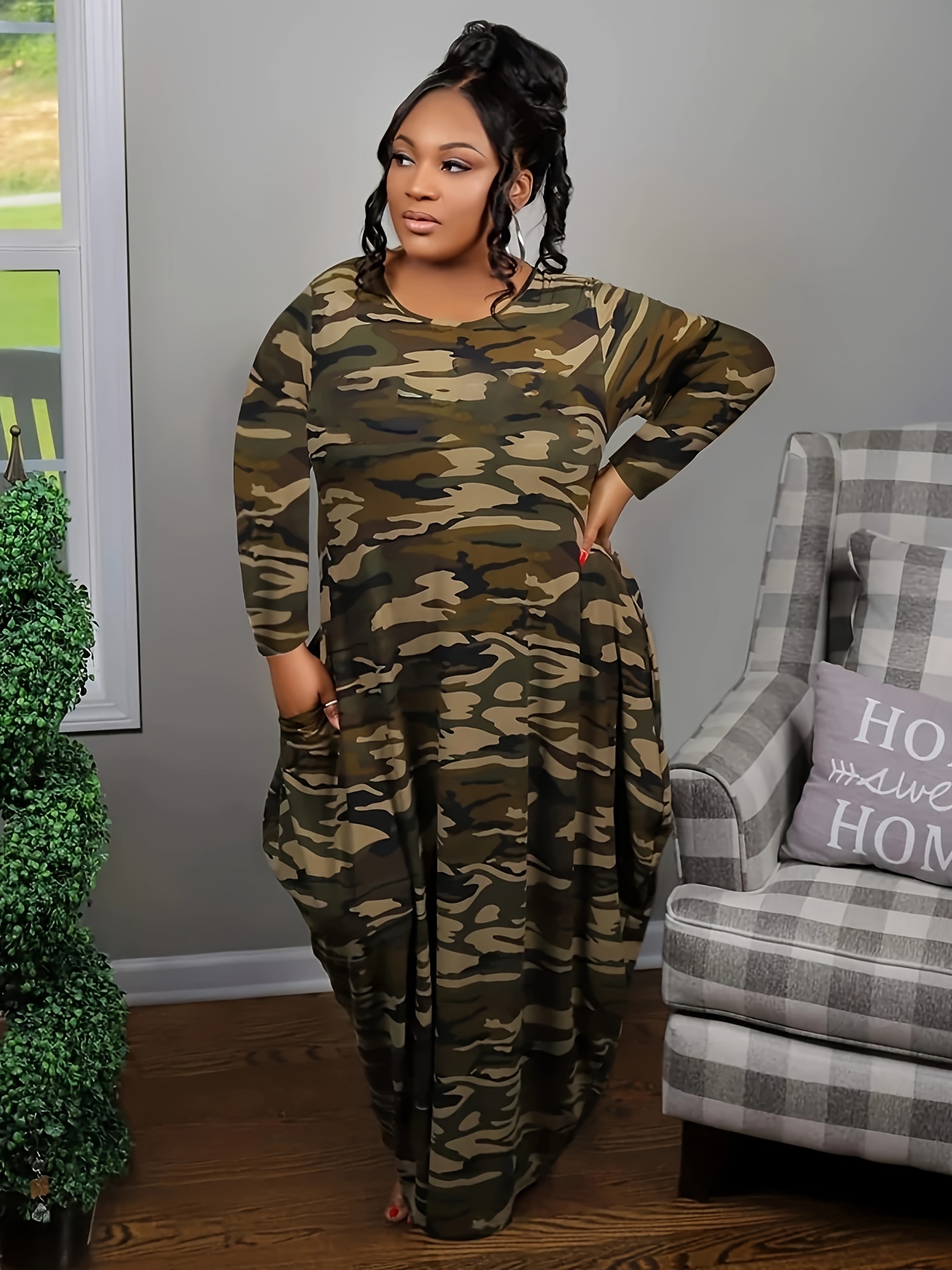 Maxi Dress Casual Camouflage Dresses NOW YOU SEE ME CAMO PRINT