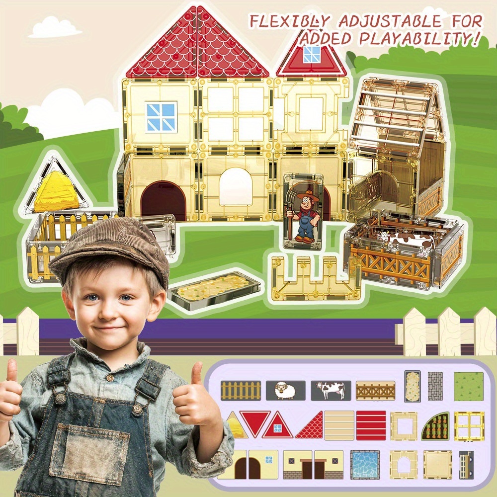 Random Color Magnetic Building Blocks, Large Size Set