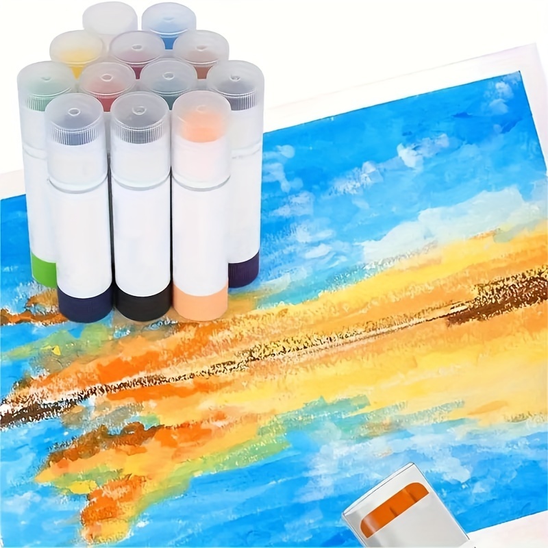 

12pcs Gouache Stick Set, Quick-drying Washable Gouache Sticks, 12 Colors Crayon Set Easy To Clean Rod For Drawing Training