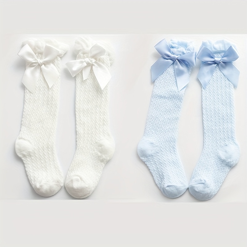 E-shop 2 Paar Baby Langsocken für Neugeborene, Mückendicht und nicht einschränkend, dünne Sommer-Prinzessin-Socken für Babys