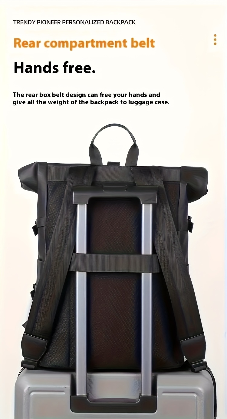 2026 New Men's Backpack, Minimalist Solid Color Travel Bag, Large Capacity PU Laptop Backpack - Ergonomic Shoulder Straps and Zipper Closure Business Commuter Bag, Multi-Compartment Foldable Office Outdoor Backpack | Modern Style Laptop Storage Bag