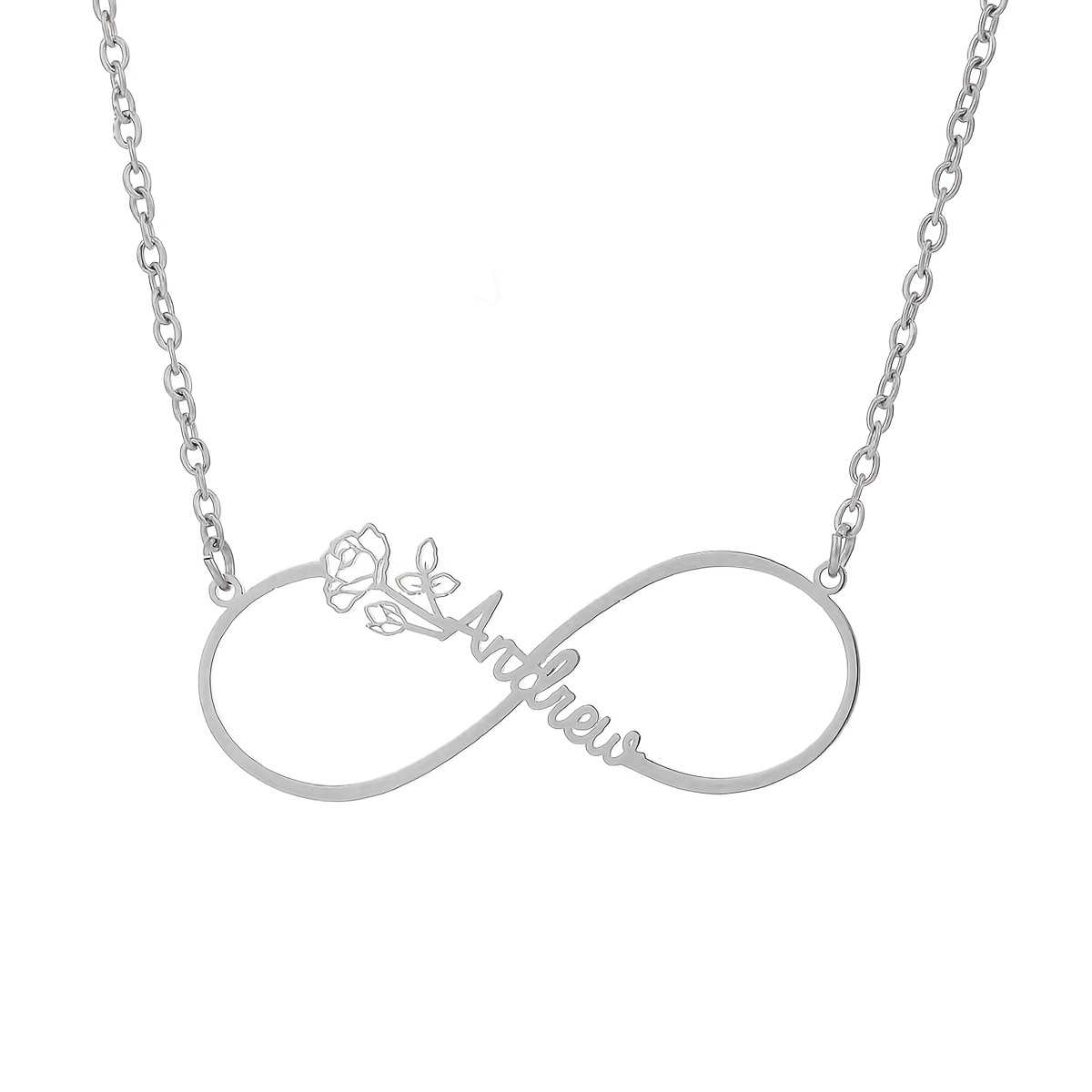 Hollow-Out Rose Flower Infinity Name Necklace