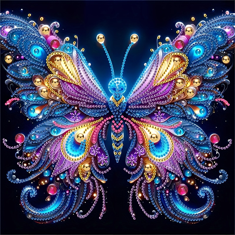 

Diy Diamond Painting Kit: 30x30cm/11.8x11.8cm - Dreamy Butterfly Artwork - Animal Theme, Irregular Diamond Shapes, Canvas Material