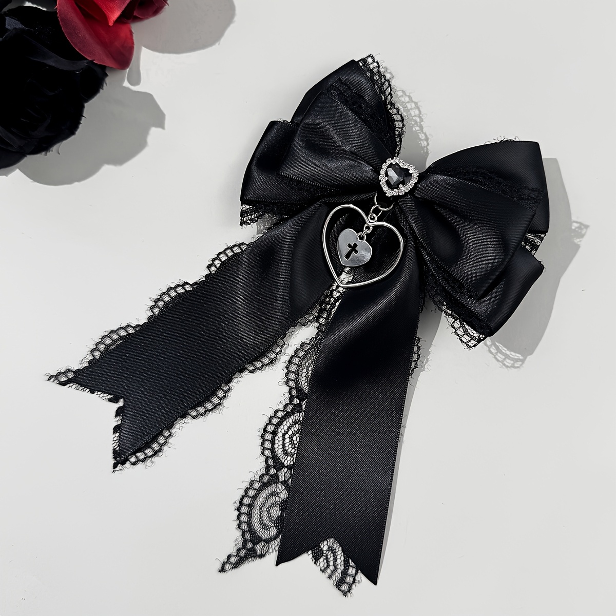 E-shop Gothic Lolita Schleifen-Haarspange - in Unifarben für Frauen, /Koreanischer Stil Niedliche Anime-Haaraccessoires für Outfits, Themenpartys &