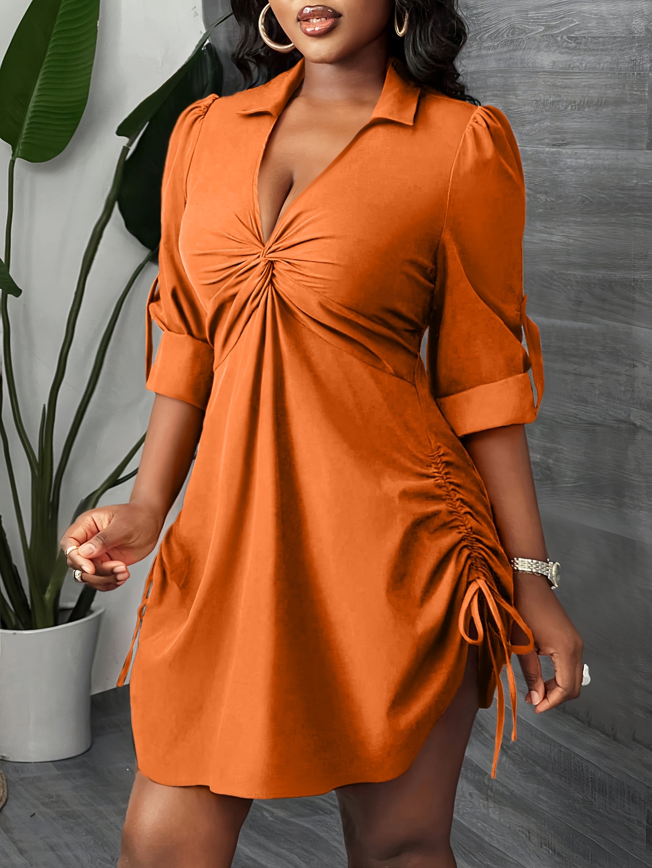 chinese dress ladies NEIWAI Women's Ribbed Drawstring Waist Dress | Beige | Size Xs main image 1