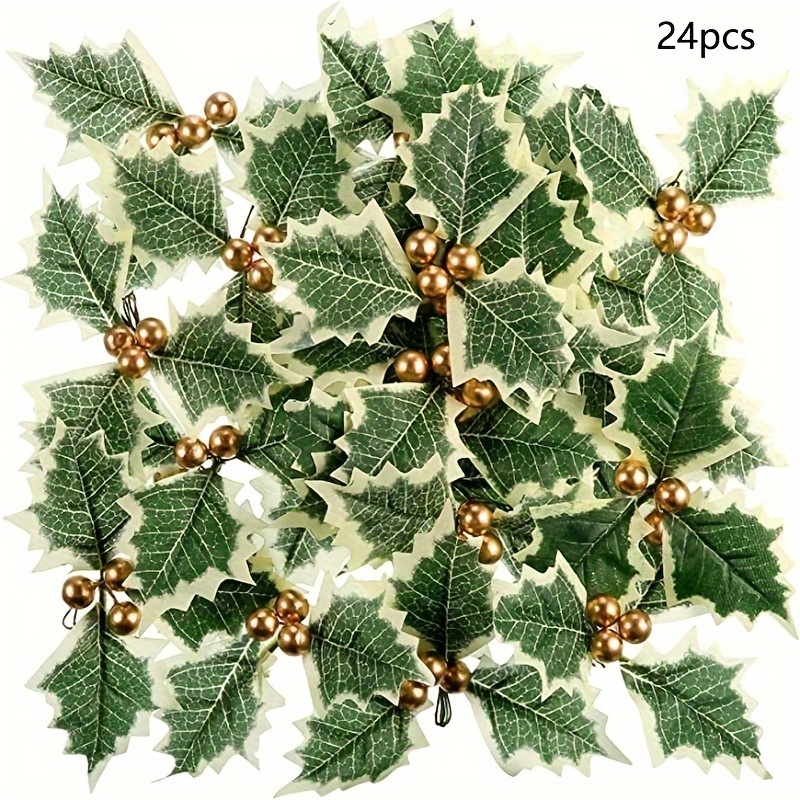 TEMU Set Of 24 Artificial And Greens - Ideal For Christmas Wreaths, Cake Embellishments, Projects, Wedding Decor, And Holiday Decorations