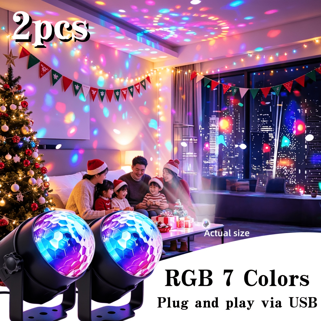 TEMU Atmosphere Stage Projection Light | Led Ambient Projector | Rgb | Usb Plug And Play | 2-pack | Room Decor | Party Decoration | Ktv | Bedroom