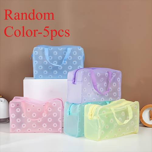 5pcs large capacity pvc travel bag set 5pcs high quality transparent washable zipper closed cosmetics and accessories easy to carry suitable for outdoor travel and play