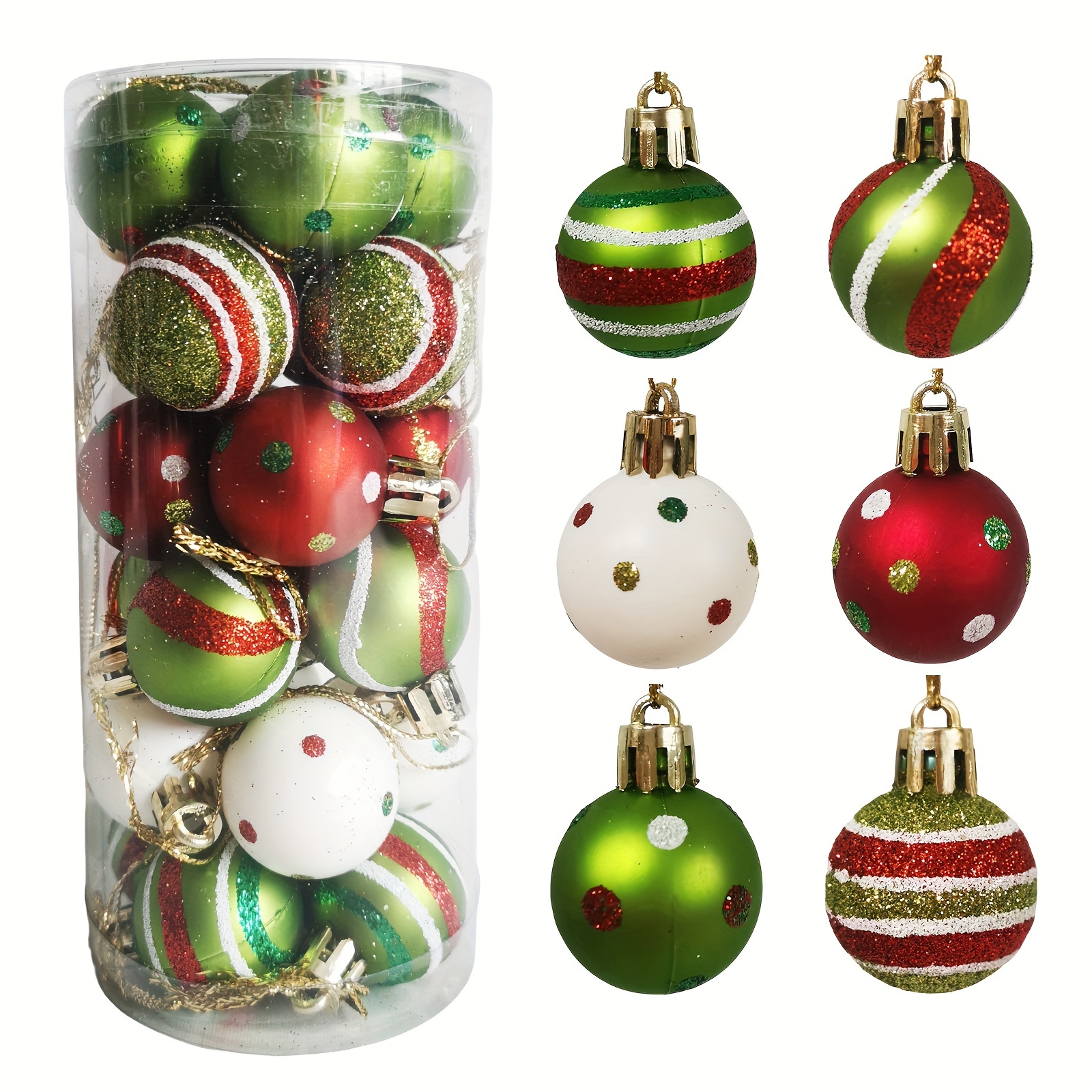 

24pcs Christmas Ornaments, Red & , Plastic Hanging Decorations For Decoration