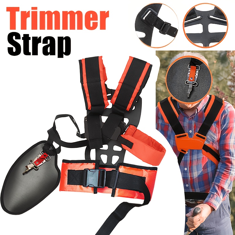 TEMU Variea-trimmer Shoulder Strap Padded Universal Adjustable, Thickened, Orange, Harness, Brush Cutters Harness Nylon Double Shoulder Harness For