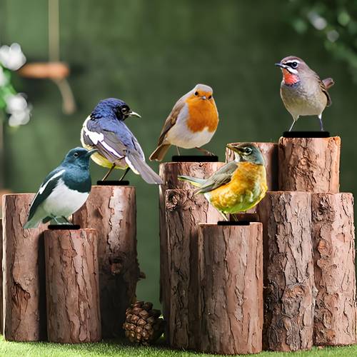 5pcs vivid metal birds fence decor color painted outdoor garden sculptures for outdoor fences patio and bird lovers