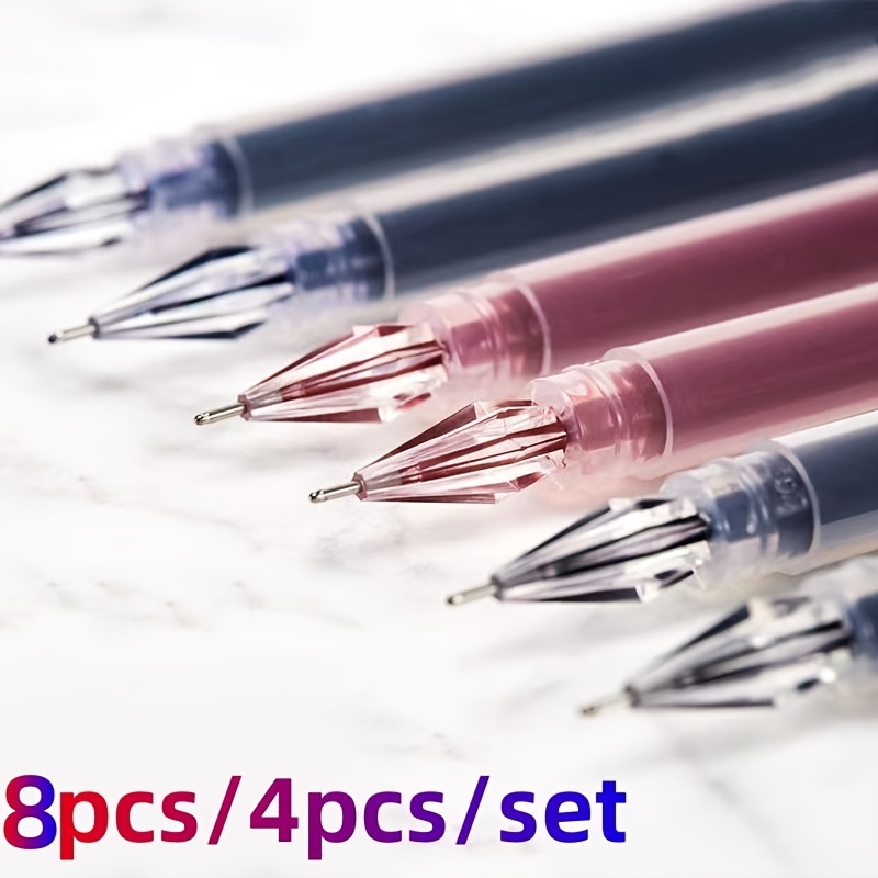 

8pcs/4pcs Large Capacity Crystal Tip Gel Pens - 0.38mm Tip, Cool & Cute - Perfect For School & Office Use! (black/bule/red Ink)
