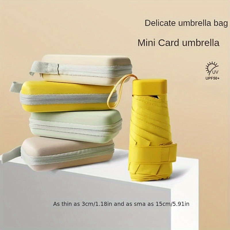 

Compact Portable Lightweight Slim Mini Automatic Umbrella With Uv Protection, Casual Fashion Style Folding 5-fold Capsule Rain Or Sun Dual-use Umbrella