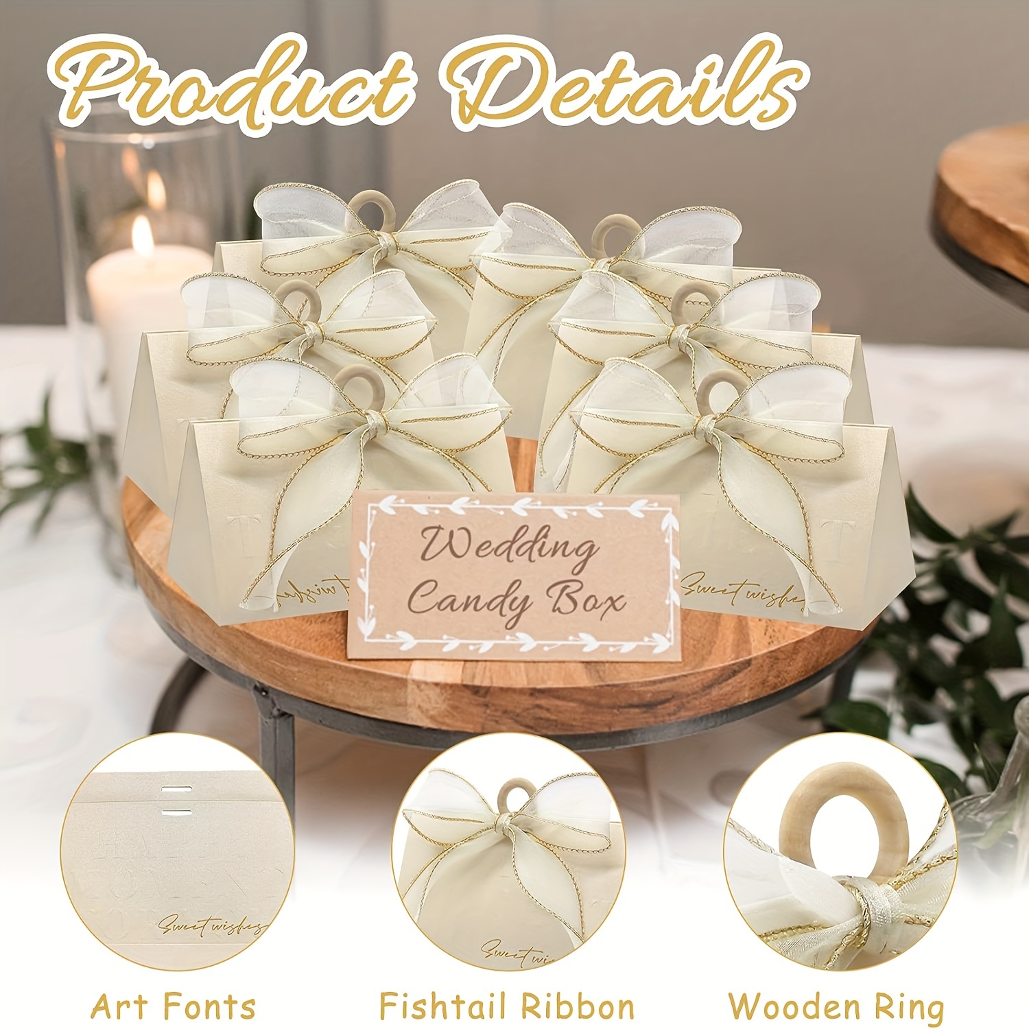 50 cajas de dulces huecas con diseño de flores y mariposas, cajas de regalo  para galletas, regalos románticos de boda, bonita caja de chocolate para