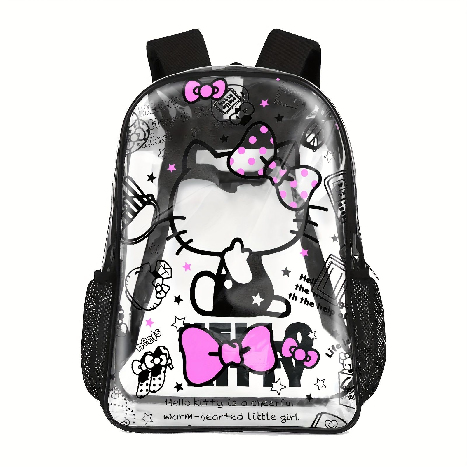 

Sanrio Hello Kitty Backpack, Characters Pattern Transparent Backpack, Travel Backpack, College-style Women's Backpack