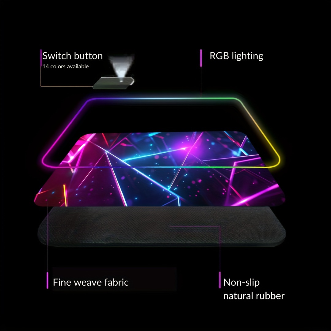 RGB LED Backlit Gaming Mouse Pad, 400x900mm Large Keyboard Desk Mat, Thick Non-Slip Rubber, Decorative Office and Student Desk Accessory