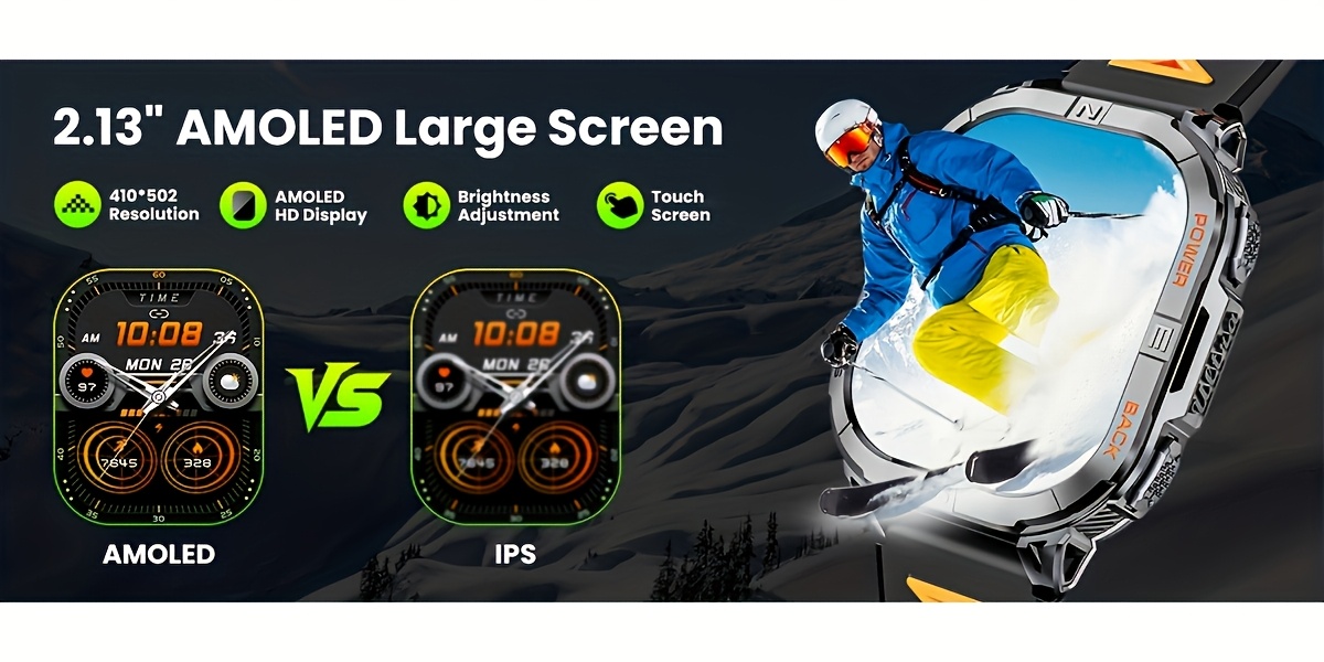 MINGTAWN Montre Connectée Homme avec Appel Sans Fil, Boussole, Lampe Torche LED, Plus de 100 Modes Sportifs, Écran Tactile Complet de 2,13 pouces, Longue Autonomie de Batterie de 580mAh, Montre de Sport Multifonctionnelle pour l'Extérieur, Convient aux Passionnés de Plein Air et aux Amateurs de Fitness