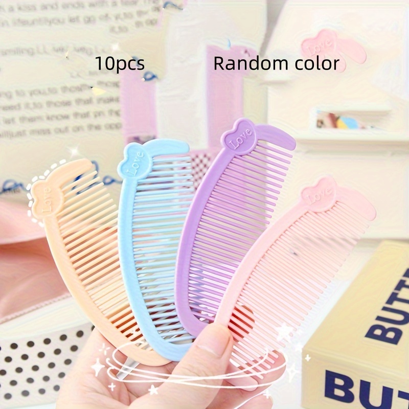 

10pcs Mini Heart-shaped Hair Combs - , Portable & Gentle For Smooth Styling & Detangling - Ideal For Travel & Use