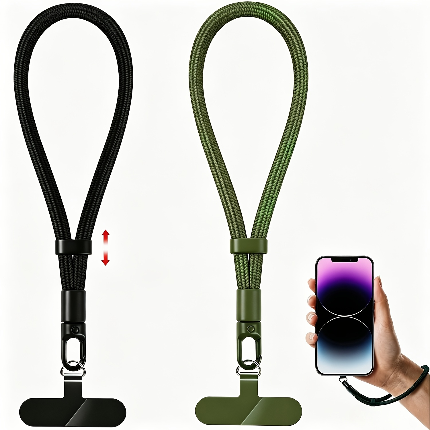 TEMU Phone Lanyard, 2-pack Adjustable Cell Phone Lanyard Strap, Hand Wrist Strap With Tether Tabs For Smartphones