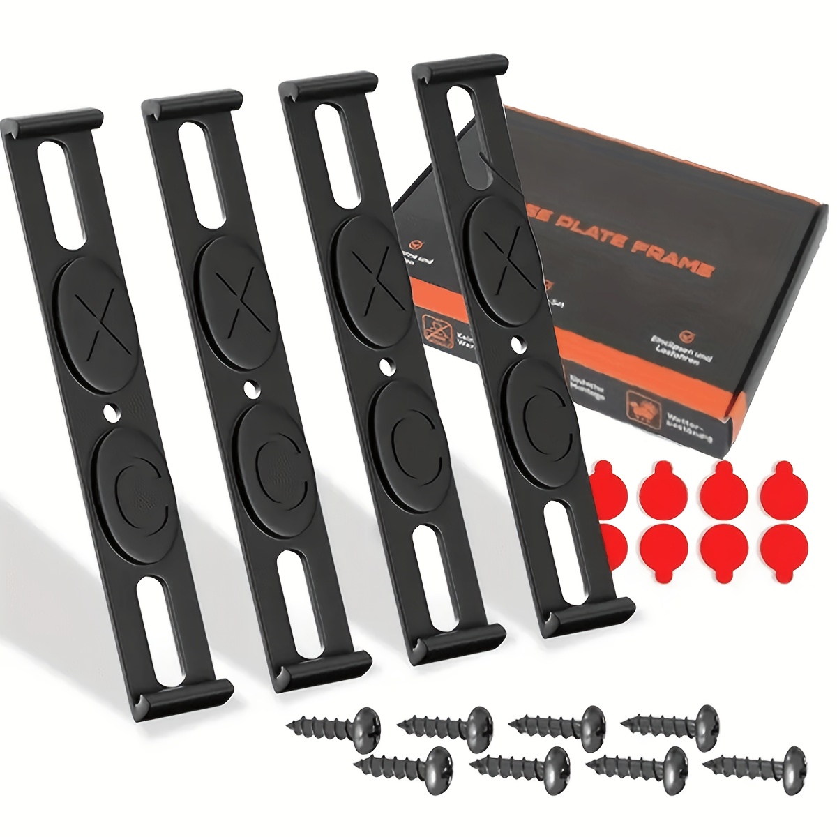 TEMU 4pcs Eu Standard License Plate Clips, Universal For License Plate Frames Size 520 X 110 Mm, Suitable For Front And Rear European License Plate