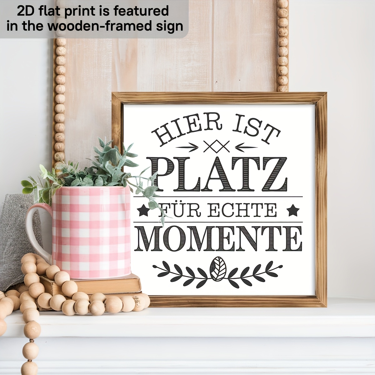 TEMU 2d Flat, 1pc, German Rustic " Space For " Frame Wooden Sign Wall Hanging, Vintage Style Wall Decor For Living Room, Bedroom, Farmhouse, Kitchen,