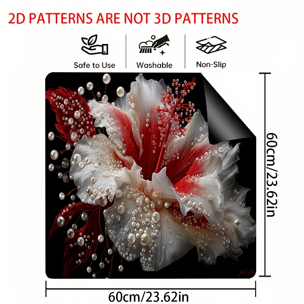 TEMU 1pc, 2d Flat Printing Stove Protection Pad,gas Stove Top Protector Abstract Floral, Drying Mats Suitable For Most Cooktops, Stove Top Protector,