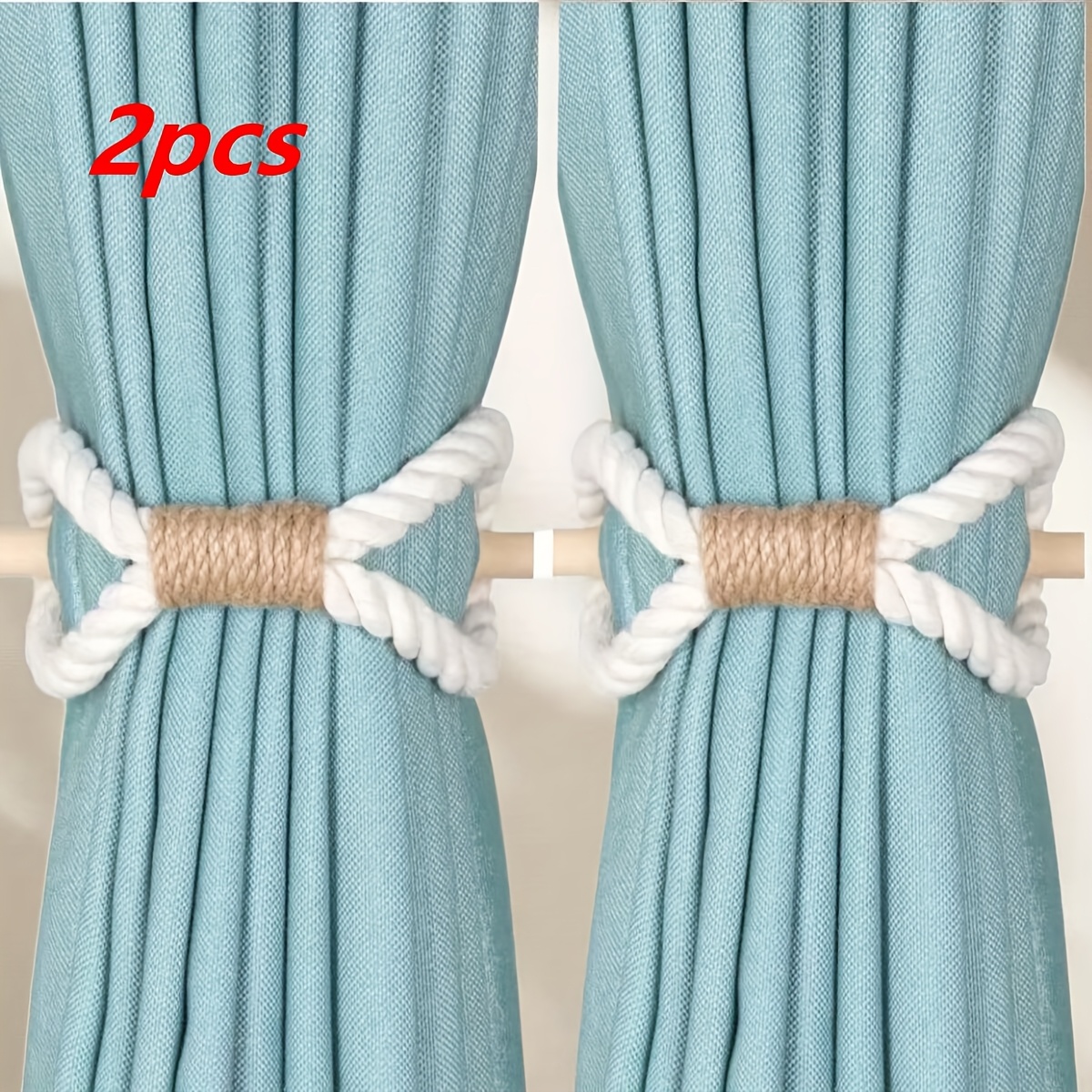 Image of 2pcs Nordic Vintage Curtain Tiebacks, Wooden Curtain Tiebacks, Material Home Decor Tie Straps