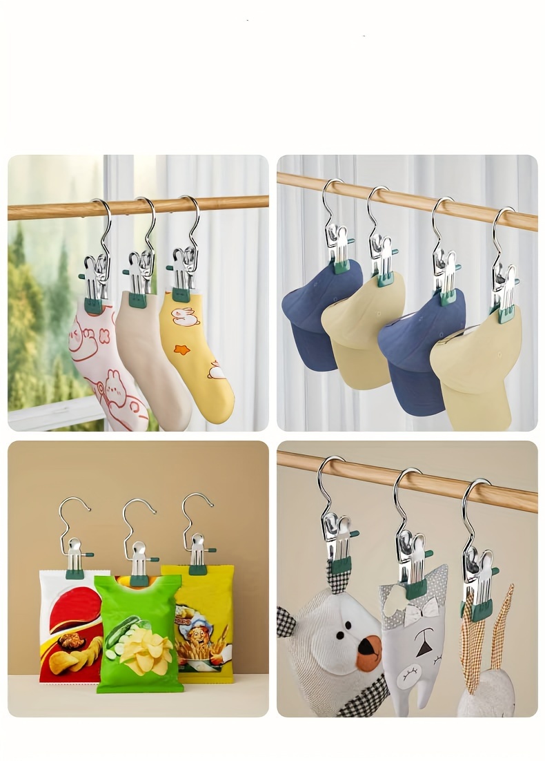 popular   10pcs multi purpose stainless steel hook clips   metal drying hanging clothespins for socks underwear and small items with cute animal designs clothes drying hanging clothes pins details 4