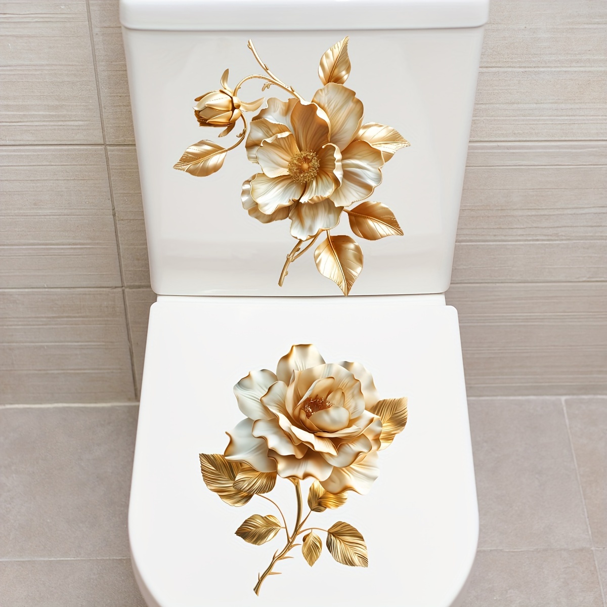 Image of 2pc Glowing Bathroom Stickers - Instantly Your Bathroom Aesthetics With - Suitable For Ceramic Surfaces, Self-adhesive, And Use