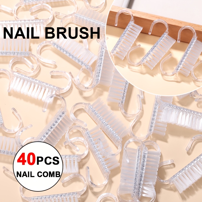 TEMU 40pcs White Nail Cleaning Brushes Portable Nail Brushes Nail Cleaning Tool For Removing Nail Dirt/dead Skin Dust And Nails Multifunctional